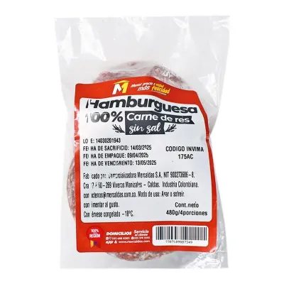 Imagen de Hamburguesa De  Res 480 Gr