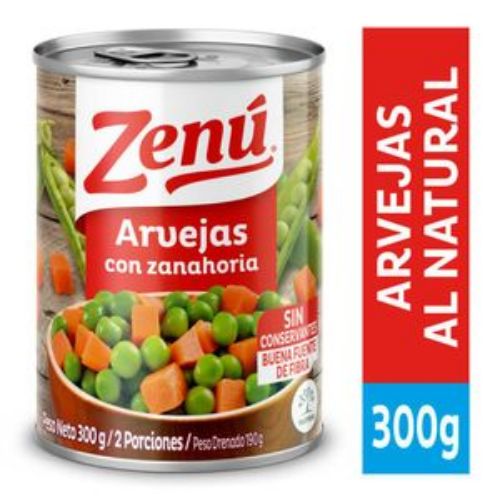 Imagen de Arvejas con zanahoria ZENU lata, sin conservantes (190 gr)