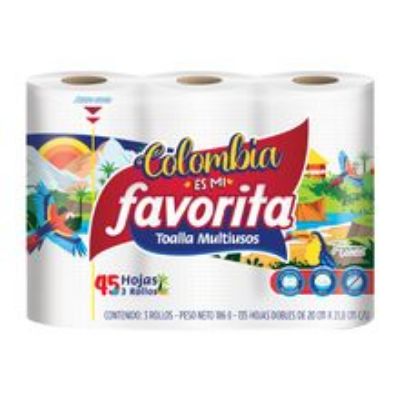 Imagen de Toallas de cocina FAVORITA 3 rollos x45 hojas c/u