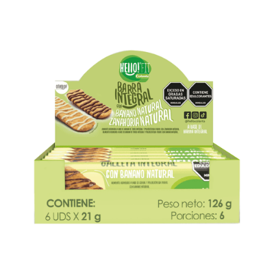 Imagen de Display Surtido Barras Integrales con Zanahoria y Banano Natural HelloFit Colanta 21 g X 6 U