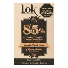 Imagen de Barra LOK PREMIUM PRODUCTS Chocolate Oscuro 85% Fino Arom (60 gr)