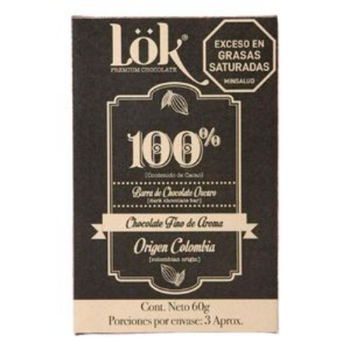 Imagen de Barra LOK PREMIUM PRODUCTS Chocolate Oscuro 100% (60 gr)