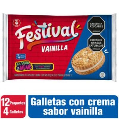 Imagen de Galletas FESTIVAL relleno sabor a vainilla (403 gr)