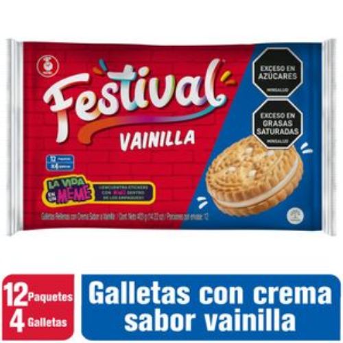 Imagen de Galletas FESTIVAL relleno sabor a vainilla (403 gr)