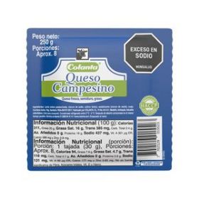 Imagen de Queso campesino COLANTA fresco semiduro graso (250 gr)