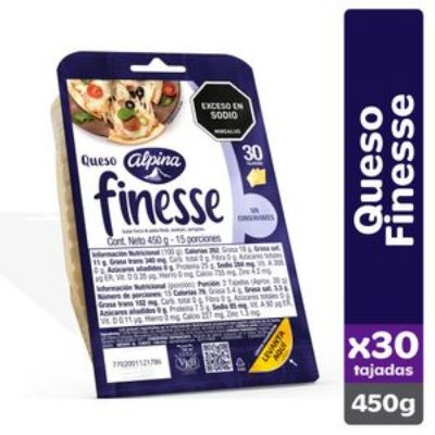 Imagen de Queso Mozzarella FINESSE 30 tajadas (450 gr)