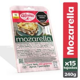 Imagen de Queso Mozarella ALPINA 15 tajadas (240 gr)