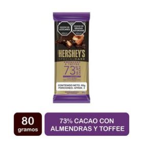 Imagen de Barra de chocolate HERSHEYS 73% cacao con almendres y toffee (80 gr)