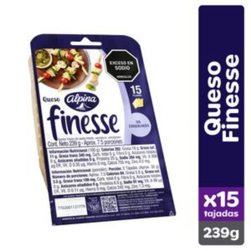 Imagen de Queso Mozarella FINESSE 15 tajadas (239 gr)