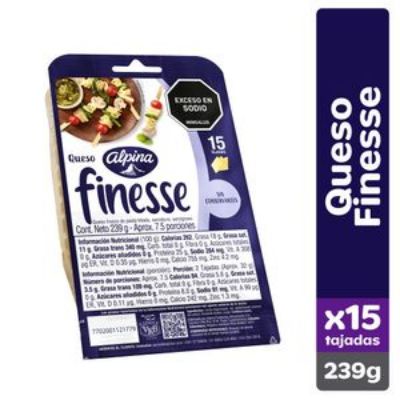 Imagen de Queso Mozarella FINESSE 15 tajadas (239 gr)