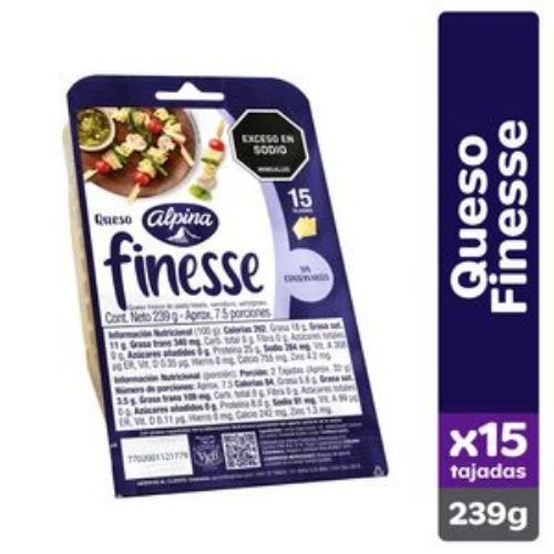 Imagen de Queso Mozarella FINESSE 15 tajadas (239 gr)