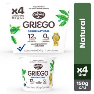 Imagen de Yogurt griego ALPINA natural x4und (564 ml)