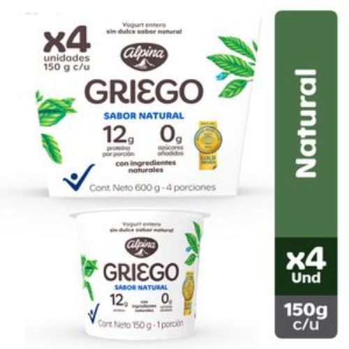 Imagen de Yogurt griego ALPINA natural x4und (564 ml)