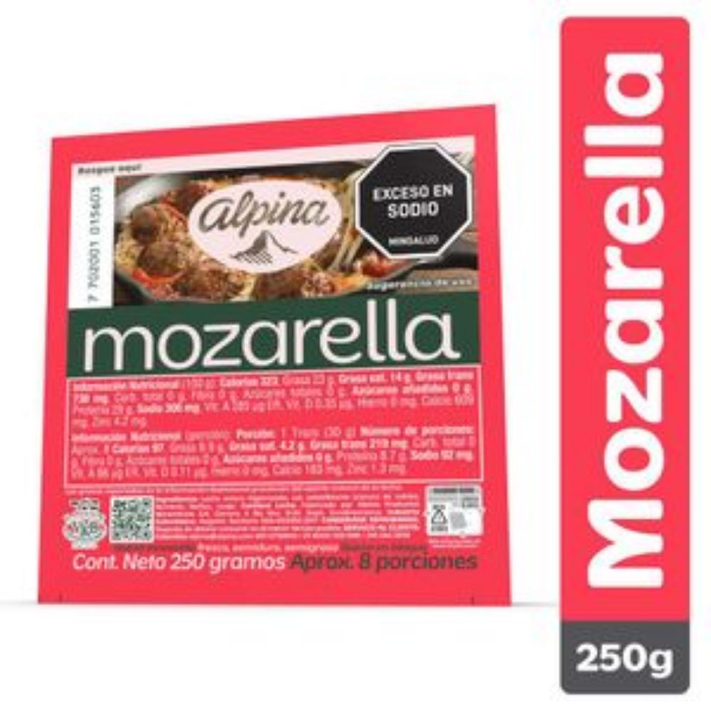 Imagen de Queso Mozarella ALPINA bloque (250 gr)