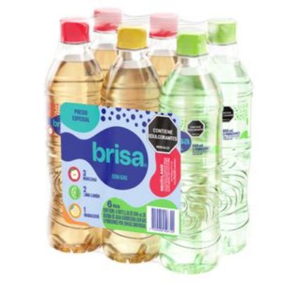 Imagen de Agua con gas BRISA surtida x6und 600ml (3600 ml)