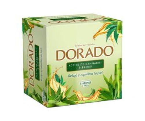 Imagen de Jabón de tocador DORADO con aceite cannabis y bambú (330 gr)