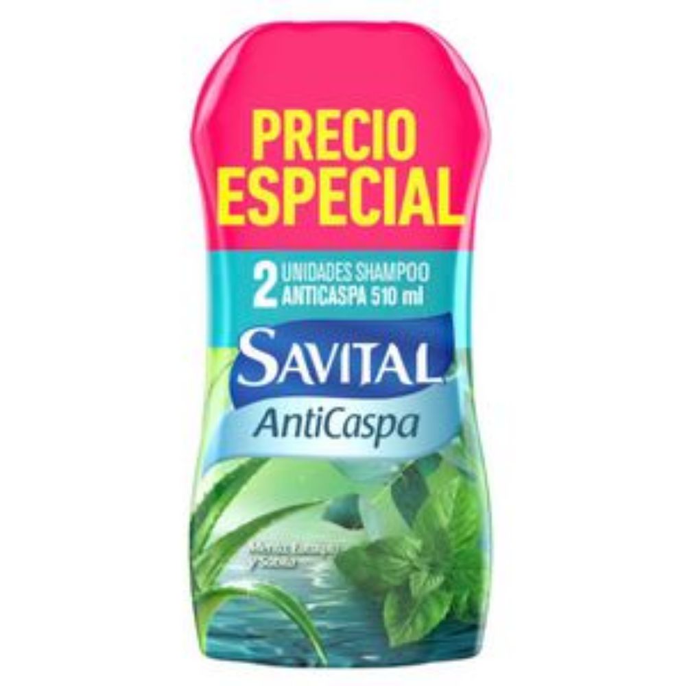 Imagen de Shampoo SAVITAL Anticaspa Menta Y Eucalipto x2und (1020 ml)