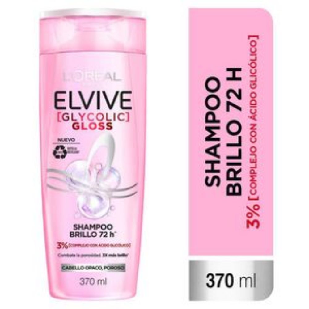 Imagen de Shampoo ELVIVE Loreal Paris glycolic gloss brillo (370 ml)