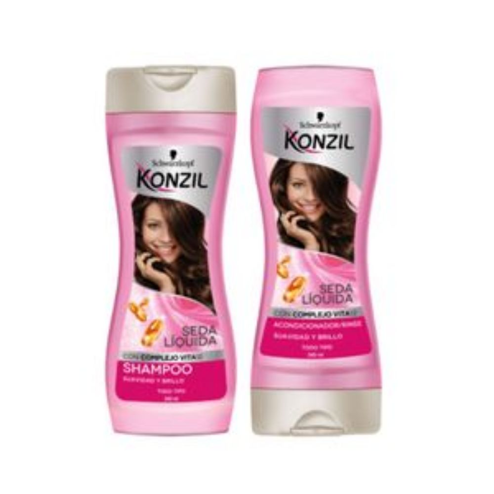 Imagen de Shampoo + acondicionador KONZIL suavidad y brillo seda líquida (680 ml)