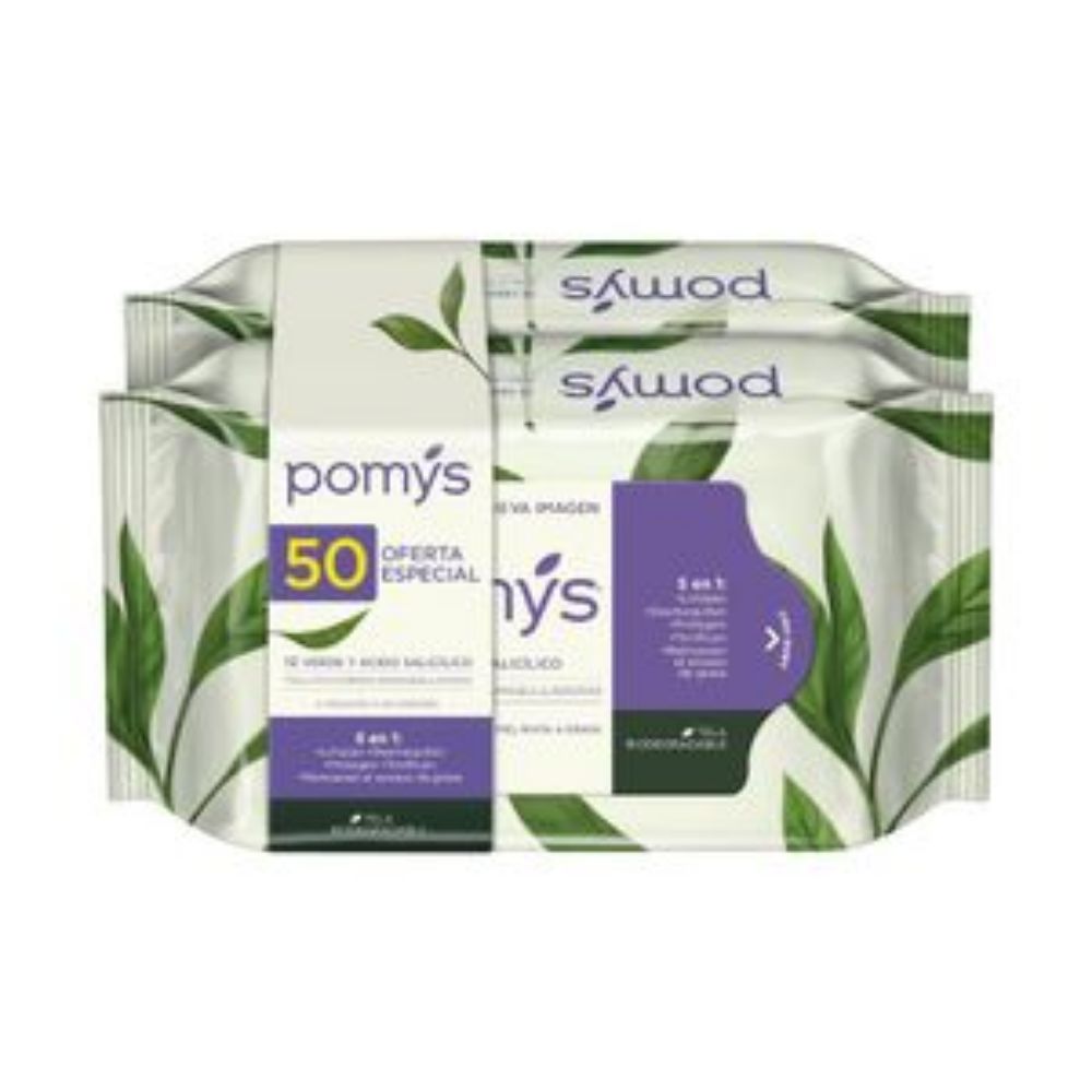 Imagen de Toallitas desmaquilladoras POMYS piel mixta a grasa x50und (50 UNIDAD)