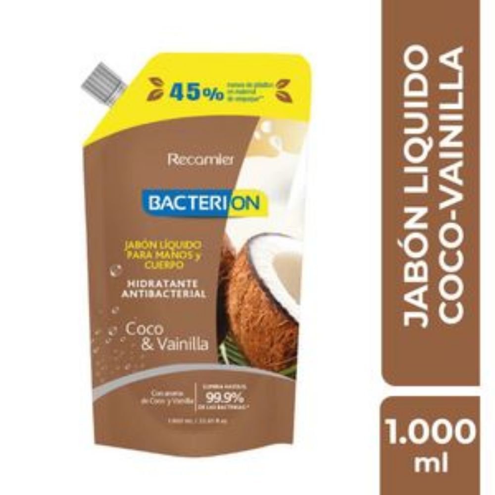 Imagen de Jabón líquido BACTERION para manos y cuerpo coco vainilla (1000 ml)