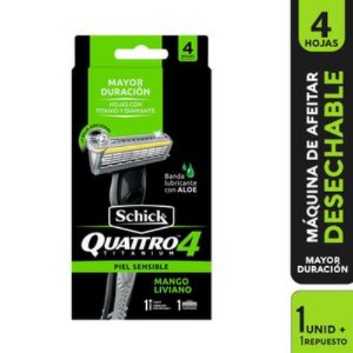 Imagen de Maquina de afeitar SCHICK Quattro titanium x1 + 1 repuestos (1 und)