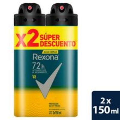 Imagen de Desodorante REXONA aerosol 2 unds x150 ml c/u