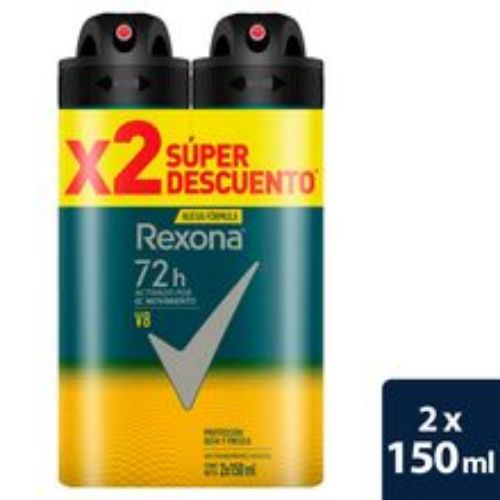 Imagen de Desodorante REXONA aerosol 2 unds x150 ml c/u