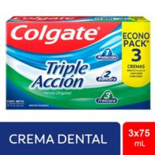 Imagen de Crema dental COLGATE triple acción 3 unds x75 ml c/u