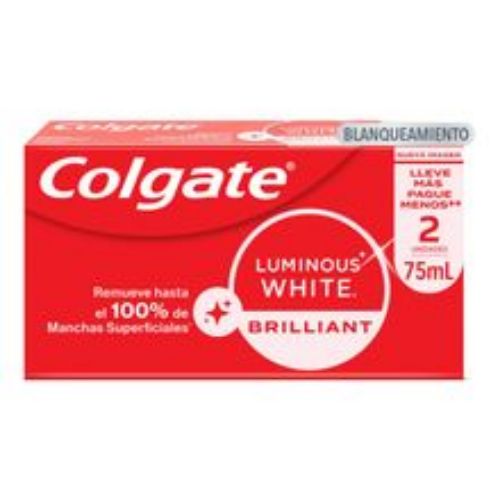 Imagen de Crema dental COLGATE luminous white 2 unds x75 ml c/u