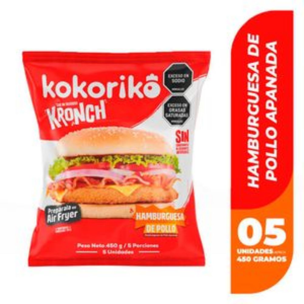 Imagen de Hamburguesa de pollo KOKORIKO congelada x5und (450 gr)