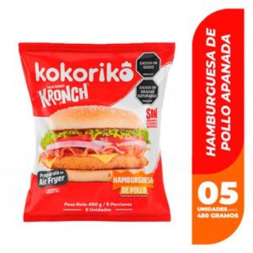 Imagen de Hamburguesa de pollo KOKORIKO congelada x5und (450 gr)