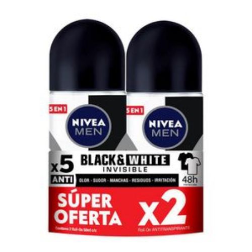 Imagen de Desodorante NIVEA black white men roll on (100 ml)