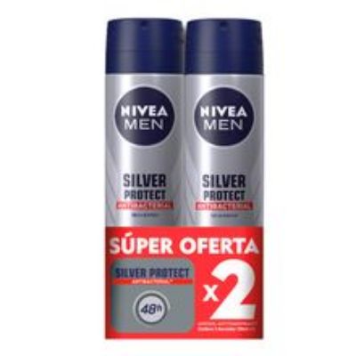 Imagen de Desodorante NIVEA aerosol men silver 2 unds x150 ml c/u