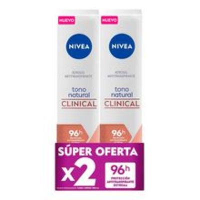 Imagen de Desodorante NIVEA aerosol clinical natural 2 unds x150 ml c/u