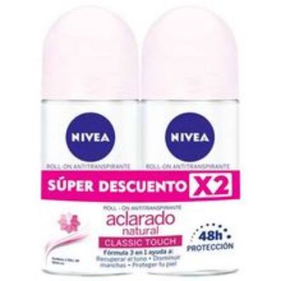 Imagen de Desodorante NIVEA rollon aclarado natural 2 unds x50 ml c/u