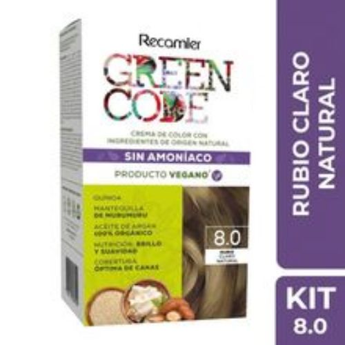 Imagen de Tinte GREEN CODE rubio claro natural kit N.° 8.0