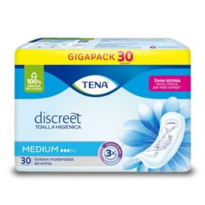 Imagen de Toallas higiénicas TENA medium, goteos moderados (30 und)