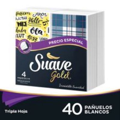 Imagen de Pañuelo SUAVE GOLD bolsillo precio especial 4 paquetes x10 unds c/u