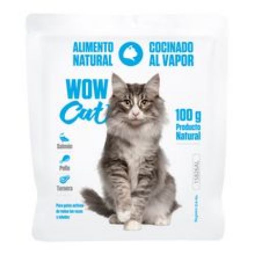 Imagen de Alimento húmedo para gato WOW CAT pollo, salmón y ternera x100 g
