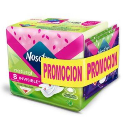 Imagen de Toallas higiénicas NOSOTRAS natural invisible + buenas noches (8 und)