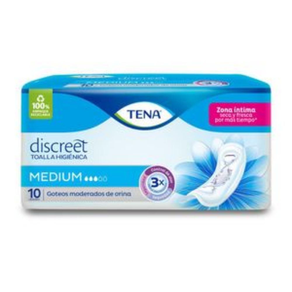 Imagen de Toallas higiénicas TENA medium, goteos moderados (10 und)