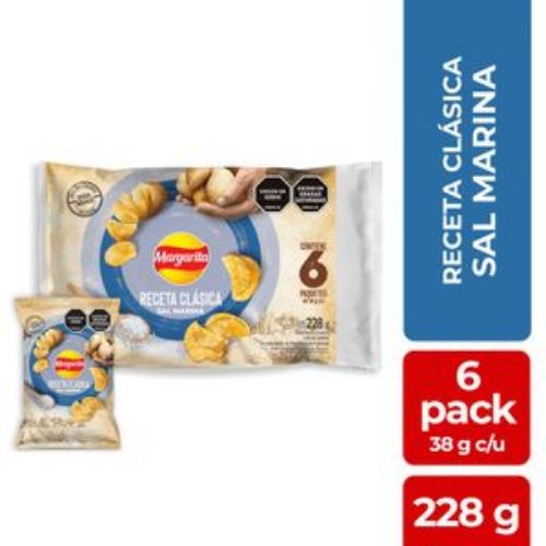 Imagen de Papas MARGARITA Receta Clásica Sal Marinax6und 38gr (228 gr)