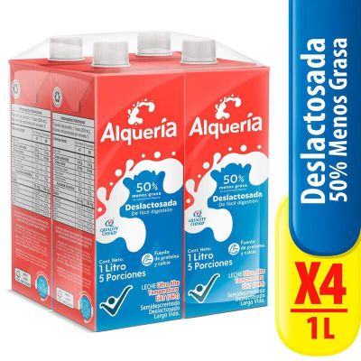 Imagen de Leche deslactosada ALQUERIA 50% menos grasa x4und 1000ml (4000  ml)