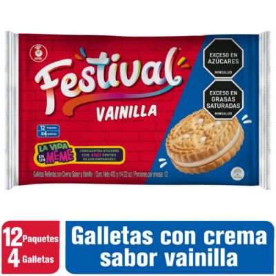 Imagen de Galletas FESTIVAL relleno sabor a vainilla (403  gr)