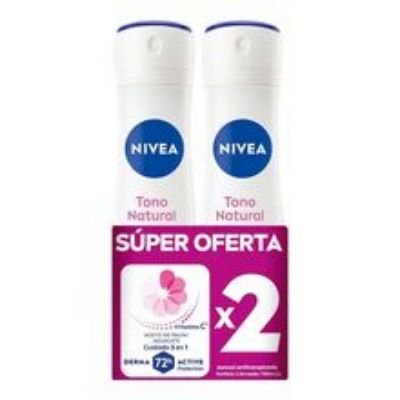 Imagen de Desodorante NIVEA spray aclarado natural 2 unds x150 ml c/u