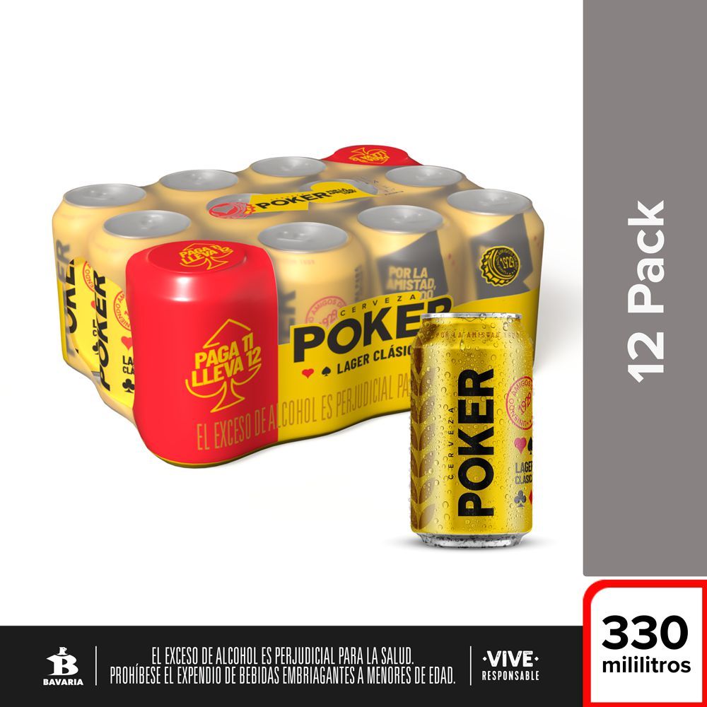 Imagen de Cerveza POKER lata x12und (3996  ml)