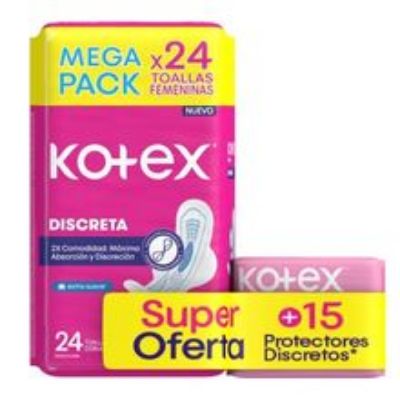 Imagen de Toalla KOTEX ultrafina tela 24 unds + 15 protectores