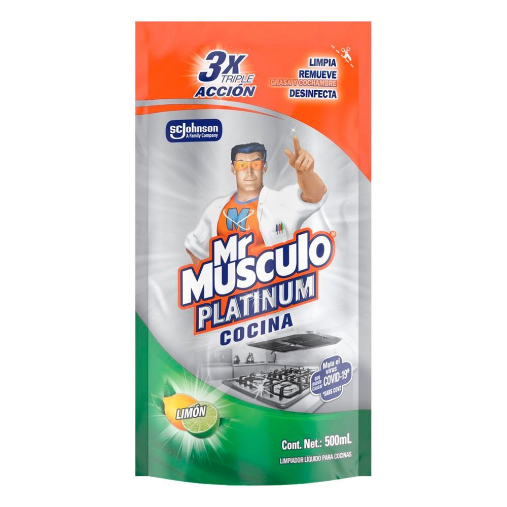 Imagen de Limpiador MR MUSCULO líquido platinum cocina aroma limón (500  ml)