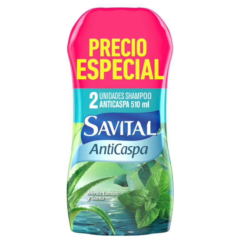 Imagen de Shampoo SAVITAL Anticaspa Menta Y Eucalipto x2und (1020  ml)